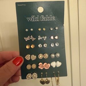 Wild Fable Women's Gold, pearl, and Pink Earring Collection